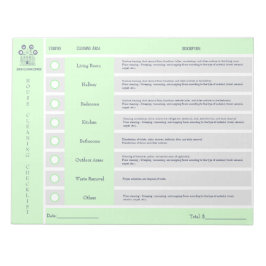 住宅清掃チェックリストと予算メモ帳 ノートパッド