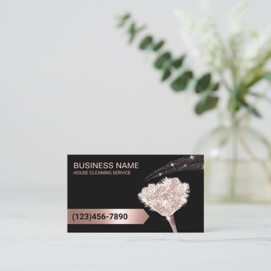 住宅清掃バラ金ゴールドグリッターメイドサービス 名刺 (スタンド正面)