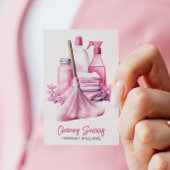 住宅清掃ピンククリーニングロゴQRコード 名刺