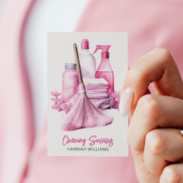 住宅清掃ピンククリーニングロゴQRコード 名刺