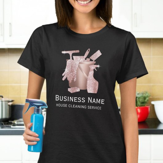 住宅清掃メイドサービスバラ金ゴールド清掃機 Tシャツ