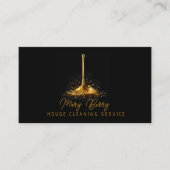 住宅清掃メイドサービス金ゴールドモップロゴ 名刺 (正面)