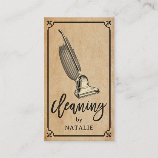 住宅清掃ヴィンテージ掃除機レトロ 名刺 (正面)