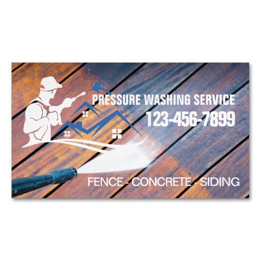 住宅清掃用フェンス動力洗浄機圧力洗浄 マグネット名刺 (正面)