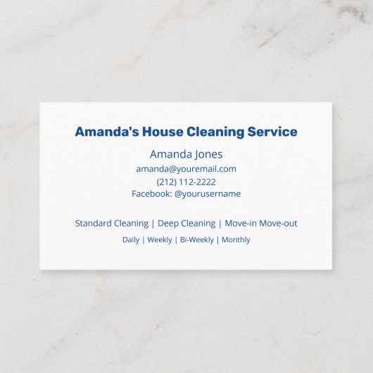 住宅清掃用名刺の布及び清掃具 名刺 (裏面)