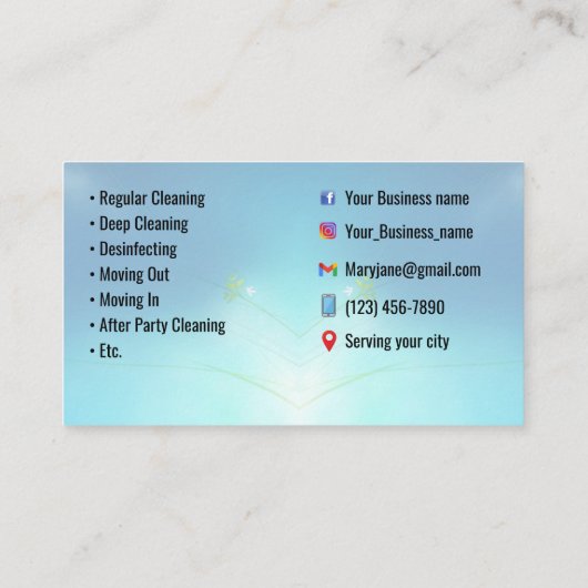住宅清掃用名刺 名刺 (裏面)