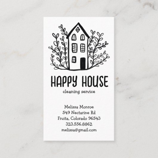 住宅清掃用手描き魅力的ホームサービス 名刺 (正面)