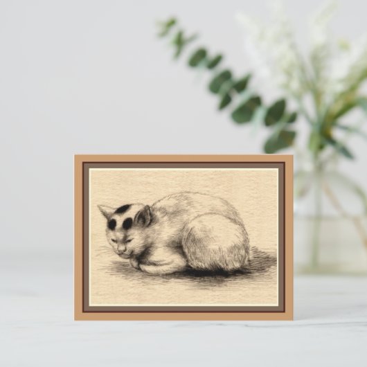 住宅用猫インク日本のスケッチはがき ポストカード (スタンド正面)