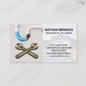 住宅用配管工 | 詰まったパイプ | レンチ 名刺 (正面)