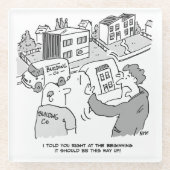 住宅計画を見る建築家と建築業者 ガラスコースター (正面)