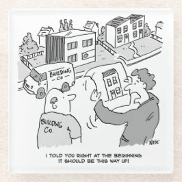 住宅計画を見る建築家と建築業者 ガラスコースター