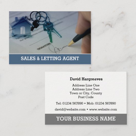 住宅販売および貸出エージェントの通話カード。 名刺 (正面/裏面)