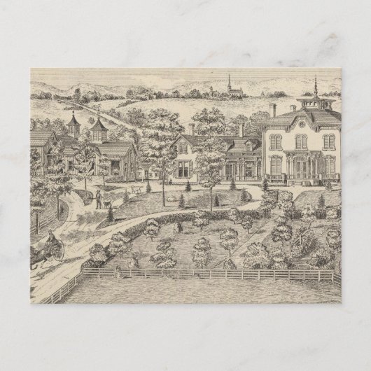 住居と牧場をストーンヘンジ ポストカード (正面)