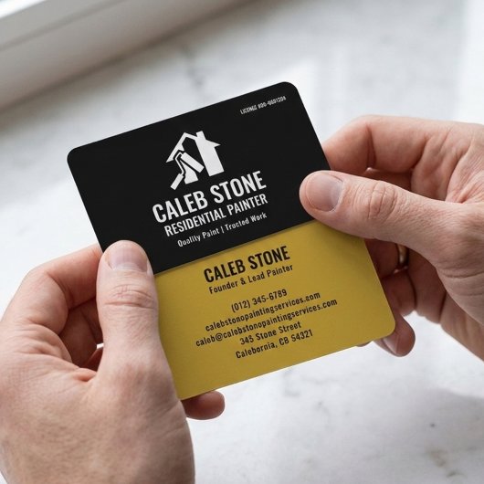 住居用ペンキ 大胆なマスタードイエローとブラック 名刺