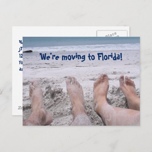 住所おもしろいのフロリダへの移動 案内ポストカード (正面/裏面)