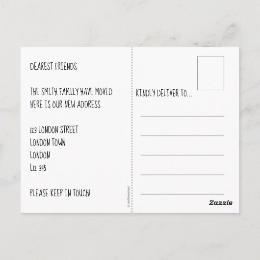 住所おもしろいの変更はがき – 個人用設定 ポストカード (裏面)