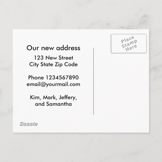 住所おもしろいはがきの変更 案内ポストカード (裏面)