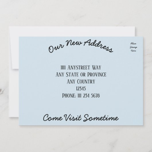 住所おもしろいはがきの家族の移動 – 案内状 (裏面)