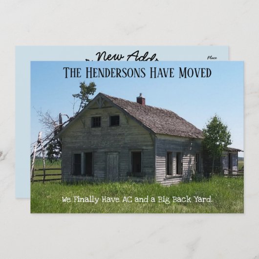 住所おもしろいはがきの家族の移動 – 案内状 (正面/裏面)
