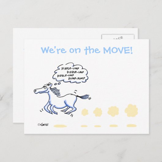 住所おもしろいはがきの馬漫画変更 案内ポストカード (正面/裏面)