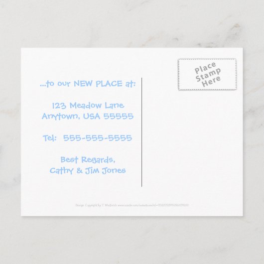 住所おもしろいはがきの馬漫画変更 案内ポストカード (裏面)