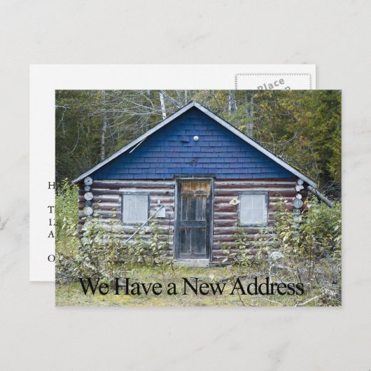 住所おもしろいカードの変更 – 森の中の場所 案内ポストカード (正面/裏面)