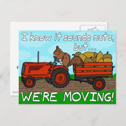 住所おもしろいリス引っ越しましたの変更 案内ポストカード (正面/裏面)