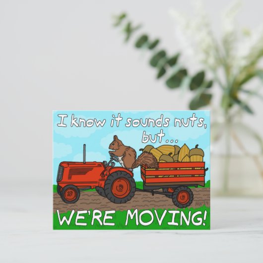 住所おもしろいリス引っ越しましたの変更 案内ポストカード (スタンド正面)