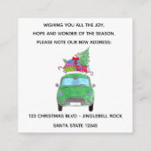住所お知らせクリスマスプレゼント付きグリーンカー エンクロージャーカード (裏面)