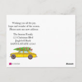 住所お知らせ黄色のタクシーのクリスマスツリー ポストカード (裏面)