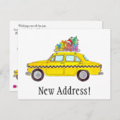 住所お知らせ黄色のタクシーのクリスマスプレゼント ポストカード (正面/裏面)
