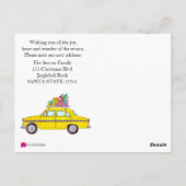 住所お知らせ黄色のタクシーのクリスマスプレゼント ポストカード (裏面)