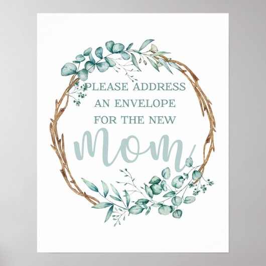 住所と封筒ベビーシャワーのサイン ポスター (正面)