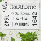 住所と通り名パーソナライズされた（白） キッチンタオル (折り畳み)