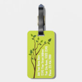 住所と電話番号がついたかわいい漫画フクロウ ラゲッジタグ (裏面縦)