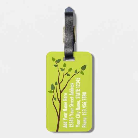 住所と電話番号がついたかわいい漫画フクロウ ラゲッジタグ (裏面縦)