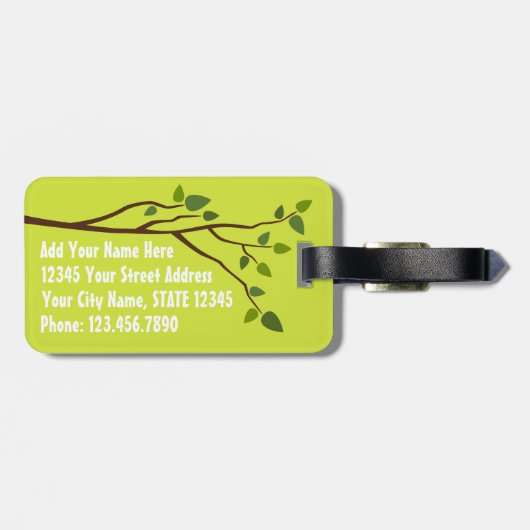 住所と電話番号がついたかわいい漫画フクロウ ラゲッジタグ (裏面横)