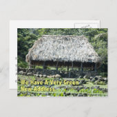 住所のおもしろい変更 – ポリネシアの小屋 案内ポストカード (正面/裏面)