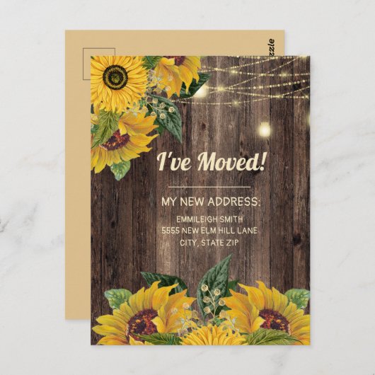 住所のひまわり灯列の変更素朴 ポストカード (正面/裏面)