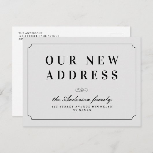 住所のエレガントクラシック枠の灰色の変更 ポストカード (正面/裏面)