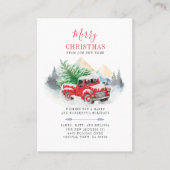 住所のクリスマス変更レッドトラック移動 名刺 (正面)