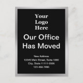 住所のビジネス変更ブラック&シルバーテンプレート ポストカード (正面)