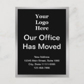 住所のビジネス変更ブラック&シルバーテンプレート ポストカード (正面)