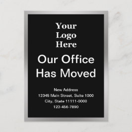 住所のビジネス変更ブラック&シルバーテンプレート ポストカード