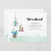 住所のミニマルな変更Boho Plants移動 案内ポストカード (正面/裏面)