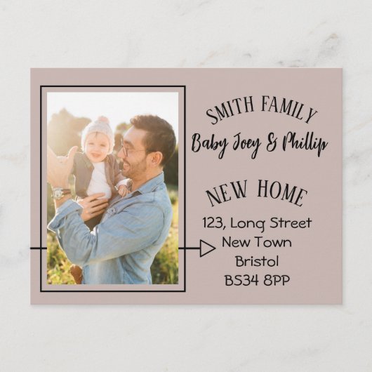 住所のモダン変更フォトポストカード 案内ポストカード (正面)