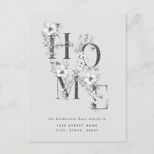 住所の中立的なグレーフローラ変更 ポストカード (正面)