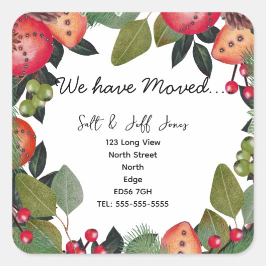 住所の冬の季節の変更 スクエアシール (正面)