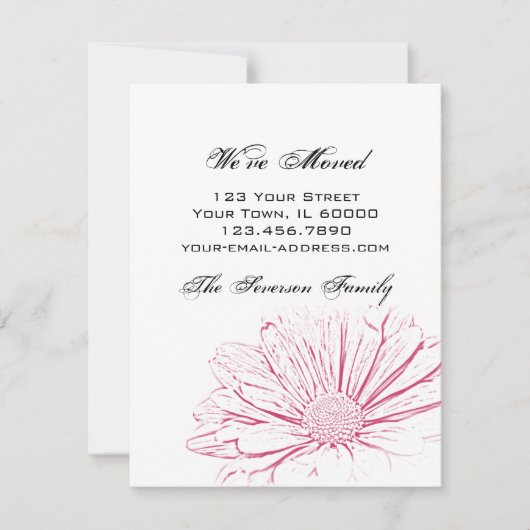 住所の変更に伴うピンクの花の効果 案内状 (正面)