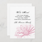 住所の変更に伴うピンクの花の効果 案内状 (正面/裏面)